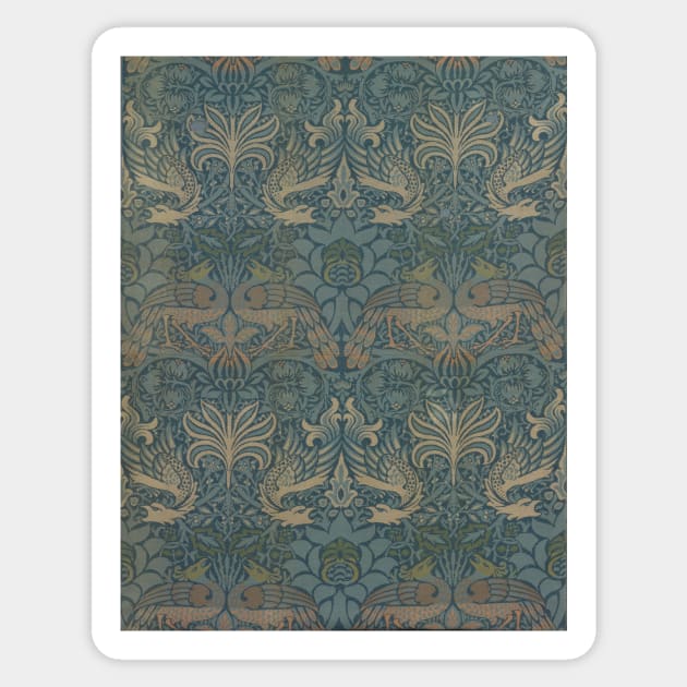 Peacock and Dragon by William Morris Sticker by MasterpieceCafe